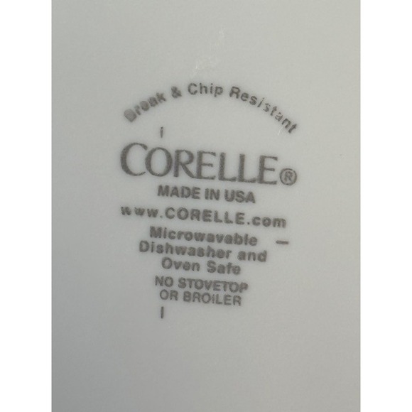 Vintage Corelle Abundance Salad Plates Set of 4 Cream Blue Red Trim Made in USA - Picture 4 of 6